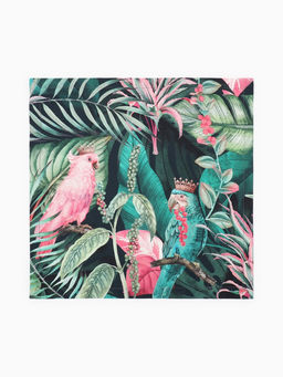 Салфетка сервировочная на стол «Этель» Tropical parrots, 46×46 см, 100% хлопок, саржа, зелёная