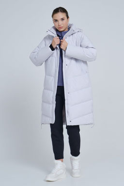Пуховик Длинный Серо-сиреневый