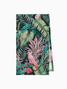 Дорожка на стол «Этель» Tropical parrots, 40×146 см, 100% хлопок, саржа 190 г/м², зелёная