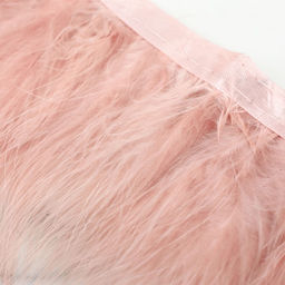 Перья марабу декоративные, на ленте, 8-10 см, 5±0.5 м, тёмно-бежевые