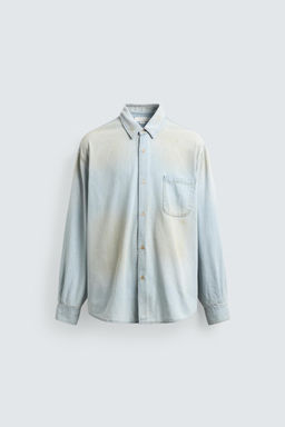 CAMISA DENIM LAVADO EFECTO VINTAGE / Azul claro - Zara фото 7