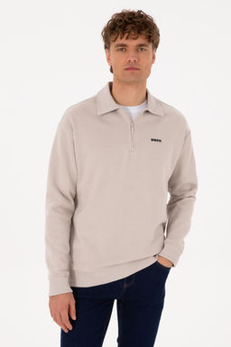 Erkek Regular Fit Yar_m Fermuarl_ Ta_ Basic Sweatshirt
