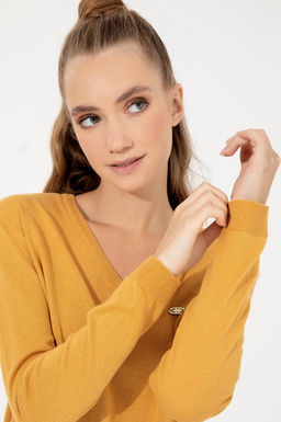 Kad_n Safran Basic V Yaka Kazak