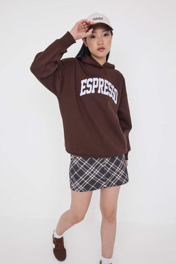 Teen Koyu Kahverengi Oversize/Genis Kal?p Nak?sl? Orme Sweatshirt TWOAW26SW00157 - Trendyolmilla фото 2