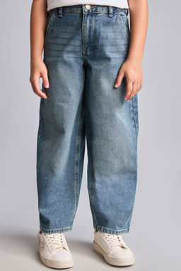 %100 Pamuk Baggy Fit Jean Pantolon K_z _ocuk - Defacto фото 3