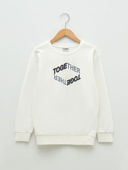 Bisiklet Yaka Bask?l? Uzun Kollu Erkek ?ocuk Sweatshirt - Waikiki фото 3