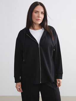 Kap??onlu Oversize Kad?n Fermuarl? Sweatshirt