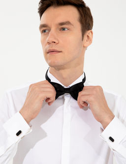 Белая приталенная рубашка под смокинг - Cacharel фото 8