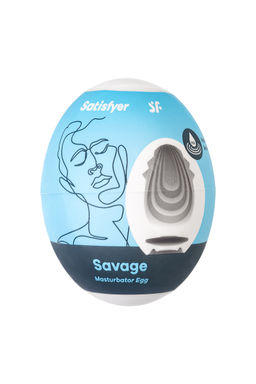 Мастурбатор нереалистичный Satisfyer Egg Single (Savage), TPE, голубой  фото 2
