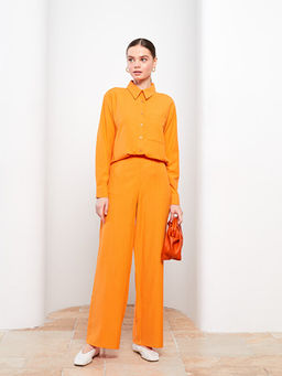 Kad?n Beli Lastikli D?z Pantolon