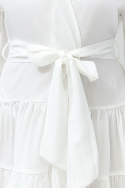 Plaj Giyim Beyaz Kusakl? Mini Dokuma F?rf?rl? Kimono&Kaftan TBESS24KM00032 - Trendyolmilla фото 4