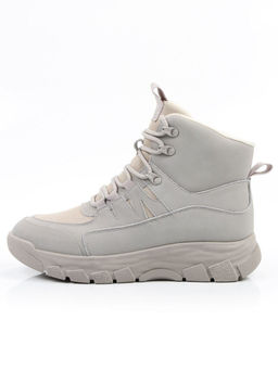 04-WB011-2M GRAY Кроссовки зимние женские (натуральная кожа, 100% шерсть)