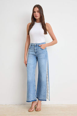 Mavi DOKUMLU Yuksek Bel %100 Pamuk Wide Leg Jeans TWOSS26JE00229 - Trendyolmilla фото 4