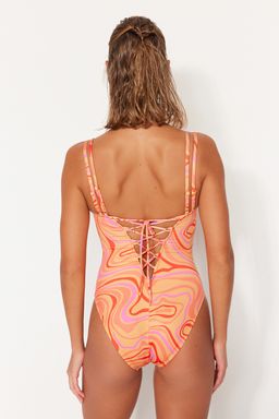 TRENDYOLMILLA Soyut Desenli Kare Yaka Biyeli Regular Mayo TBESS22MA0173 фото 6