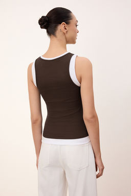 Wardrobe Essentials-Antrasit Cift Katl? Fitted/Vucuda Oturan Kolsuz Esnek Orme Atlet TWOSS26AL00009 - Trendyolmilla фото 13