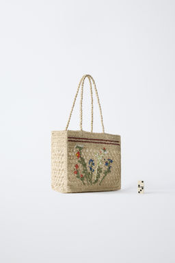 SHOPPER RAFIA FLORES / Blanco Crudo - Zara фото 6