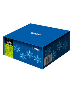 ULD-E1503-036/DTA BLUE IP20 SNOWFLAKES-1 Занавес светодиодный фигурный Снежинки-1, 1,5х0,3м. 6 подвесов. 36 светодиодов. Синий свет. Провод прозрачный. TM Uniel. - Volpe фото 9