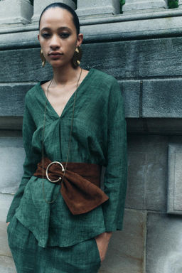 ZW COLLECTION 100% RAMIE PYJAMA-STYLE TROUSERS - Zara фото 6