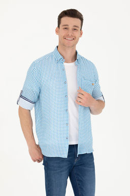 U. S. Polo Assn Мужская синяя рубашка в клетку - U.s. polo assn фото 3