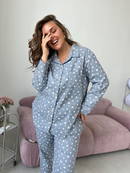 РАСПРОДАЖА Пижама(рубашка+брюки) фланель_О550/серый - Ihomelux фото 6