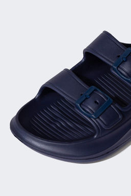 Мужские тапочки Eva на плоской подошве с двойной полосой - Defacto фото 5