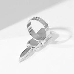 Кольцо с камнями Мини коготь, безразмерное, цвет белый в серебре - Qf фото 2