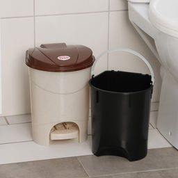 Контейнер для мусора, 7 л, с педалью, бежевый мрамор