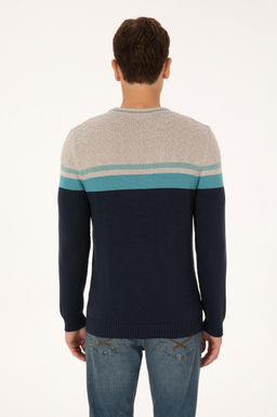 Erkek A__k Lacivert Regular Fit Bisiklet Yaka Kazak