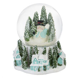 Фигур декор в стекл шаре "Снеговик/Дом" (подсв, муз, вьюга, AAAх3 н/п), D 10 см, L12 W11,5 H14 см, 2