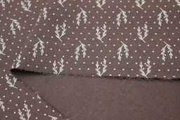 Теплый хлопок Набойка-веточки с горошком цв.шоколадно-коричневый с лиловым оттенком, ш.1.5м - Купава фото 6