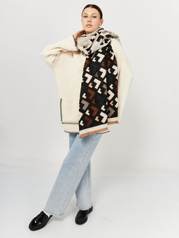 в составе ШЕРСТЬ и КАШЕМИР Большой, мягкий, теплый двусторонний палантин - Tantino фото 3