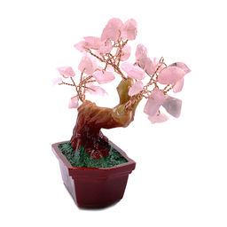 Дерево счастья с камнями Розовый кварц - символ любви, счастья и радости 11см