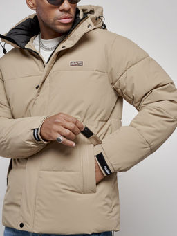 Куртка молодежная мужская зимняя с капюшоном бежевого цвета 8356B - Wonderrman фото 12