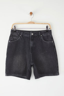 Siyah Normal Bel Denim Bermuda TWOSS25SR00180