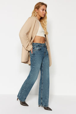 TRENDYOLMILLA Mavi Soluk Efekt Vintage Yuksek Bel Wide Leg Jeans TWOAW24JE00089  фото 13