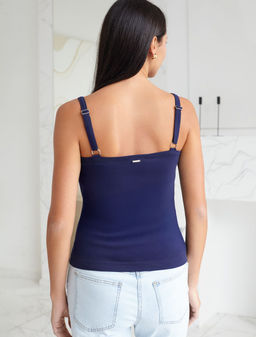 Топ с двуслойной зоной бра на бретелях из хлопка - Vilatte фото 3