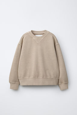 SUDADERA LISA GARMENT DYE / Beige