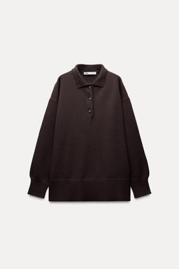 PLAIN KNIT POLO SWEATER - Zara фото 6