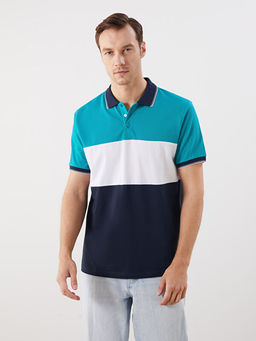 Polo Yaka Renk Bloklu Pike Erkek Ti??rt