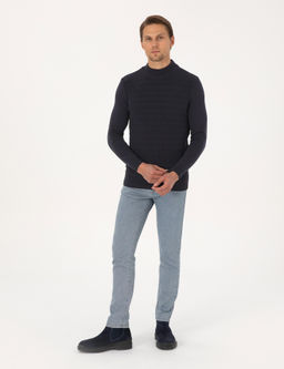 Lacivert Slim Fit Yar_m Bal_k__ Yaka Triko Kazak - Pierre cardin фото 4