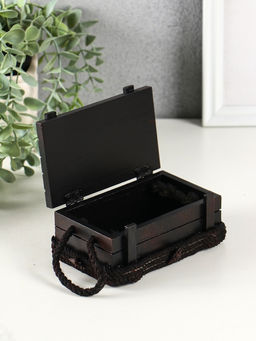 Шкатулка для украшений Морской сундук с якорем, с ручкой, дерево, красно-коричневая, 12.8?8?5.5 см