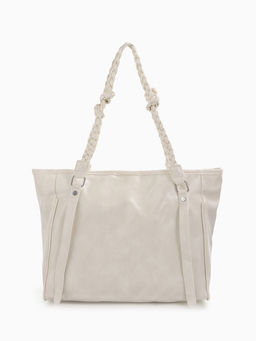 Сумка - шоппер женская на молнии, 44×10×29 см, однотонная, белая