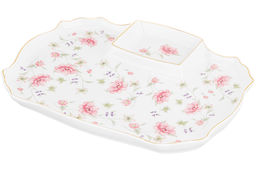 Блюдо д/шашлыка 28*20,5*2,5 см "Диана" с соусницей, фарфор, NEW BONE CHINA
