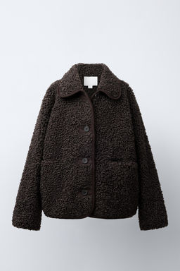 FAUX SHEARLING COAT WITH TRIMS