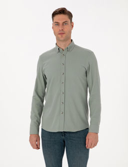 A__k Ye_il Slim Fit Uzun Kollu G_mlek