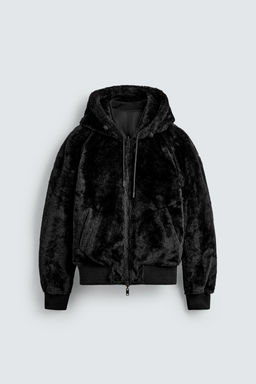 REVERSIBLE FAUX FUR BOMBER JACKET - Zara фото 9