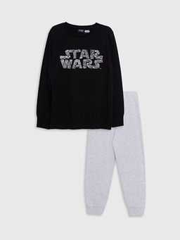 Bisiklet Yaka Star Wars Bask?l? Uzun Kollu Erkek ?ocuk Pijama Tak?m?