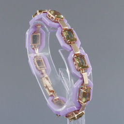 Браслет Октагон из фиолетовой керамики с Султанитом покрытие под золото, длина 18см - Agat77 фото 2