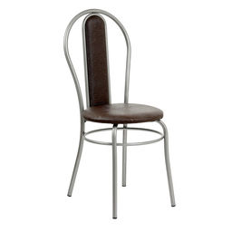 Стул для кухни «Клик Мебель. Элегия Мягкий», искусственная кожа, цвет серебристый металлик/шоколадная рептилия