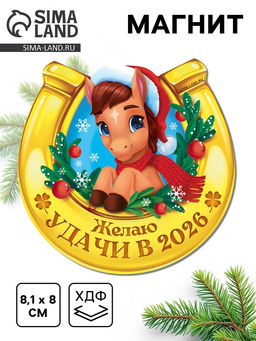 Цена за 3 шт. Магнит новогодний на холодильник «Удачи»